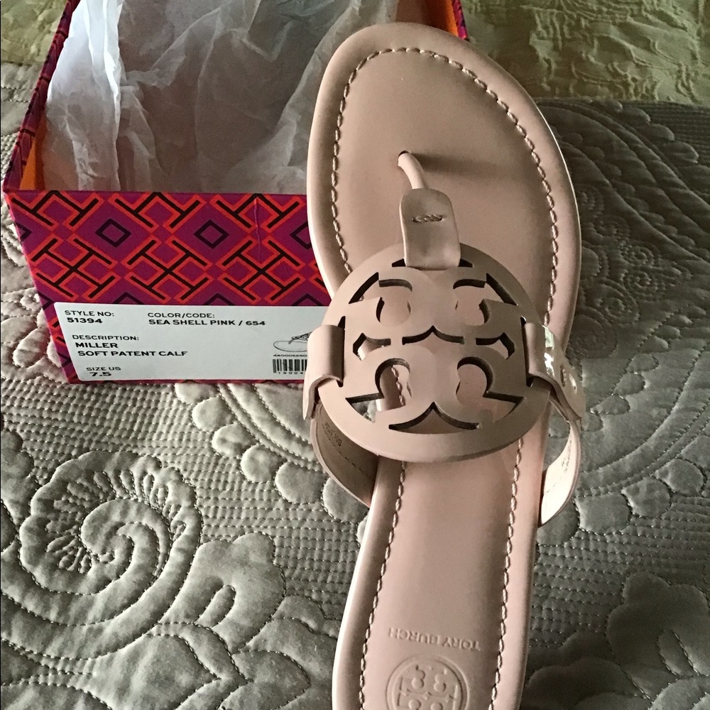Tory Burch miller sandals sea shell pink